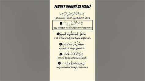 Tebbet Suresi 1. ayeti ve meali .